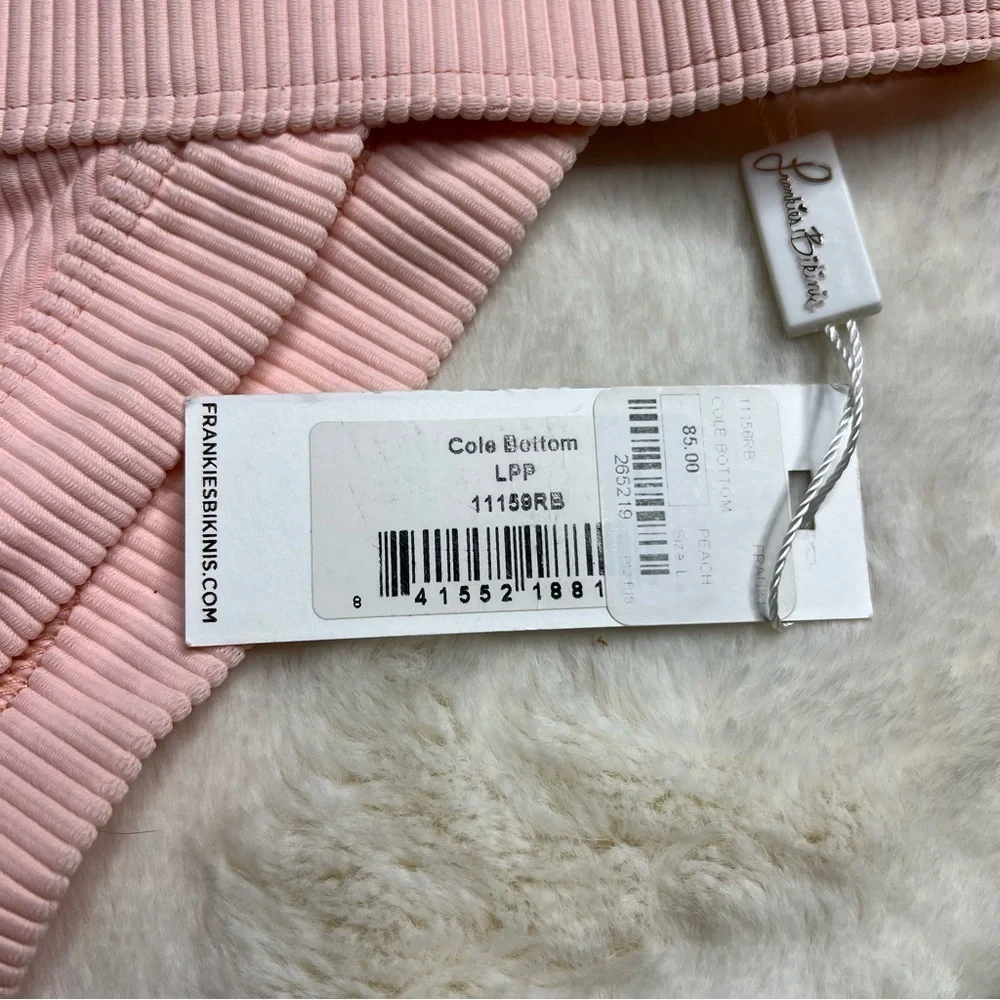 Frankie's Bikinis Cole Light Pink Ribbed Bikini Bottom